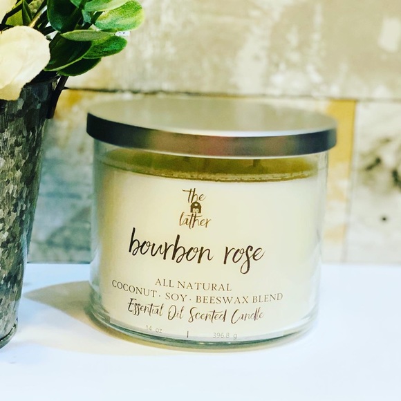 THE LATHER BARN Other - Bourbon Rose E-Oil Scented Beeswax Blend Candle